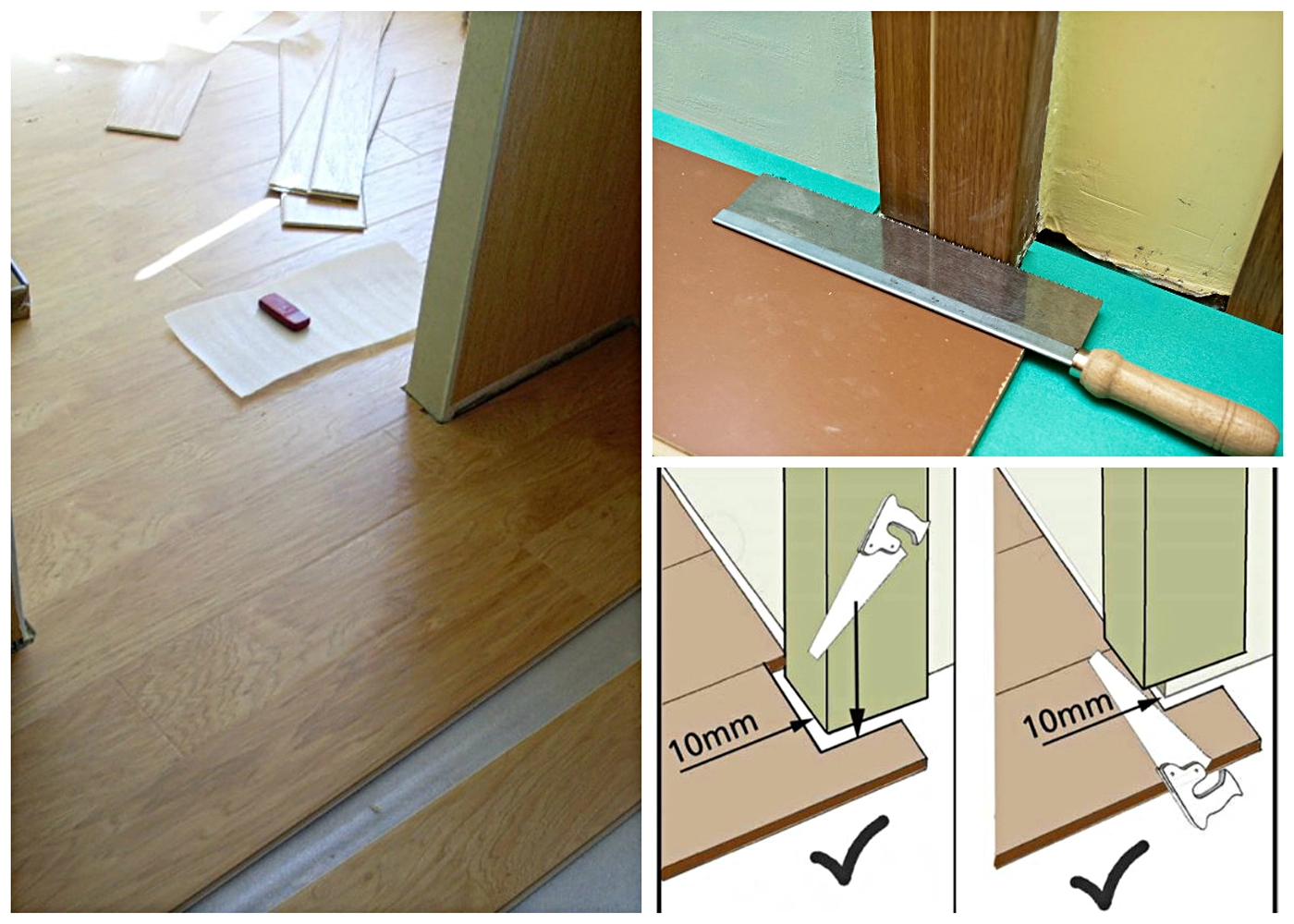 Как заделать щель между ламинатом и дверным откосом